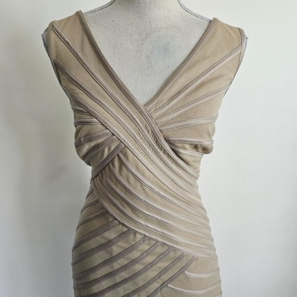 Tadashi Shoji Cream Champagne Bandage Dress - Picture 3 of 9